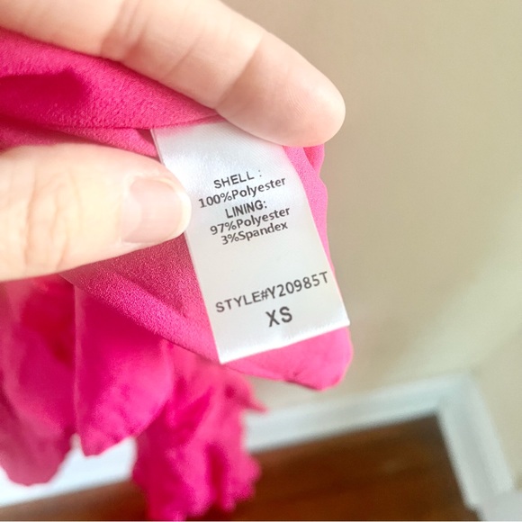 Tuckernuck Francesca Short Sleeve Maxi Ruffle Faux Wrap Dress In Hot Pink Sz XS - Picture 5 of 8